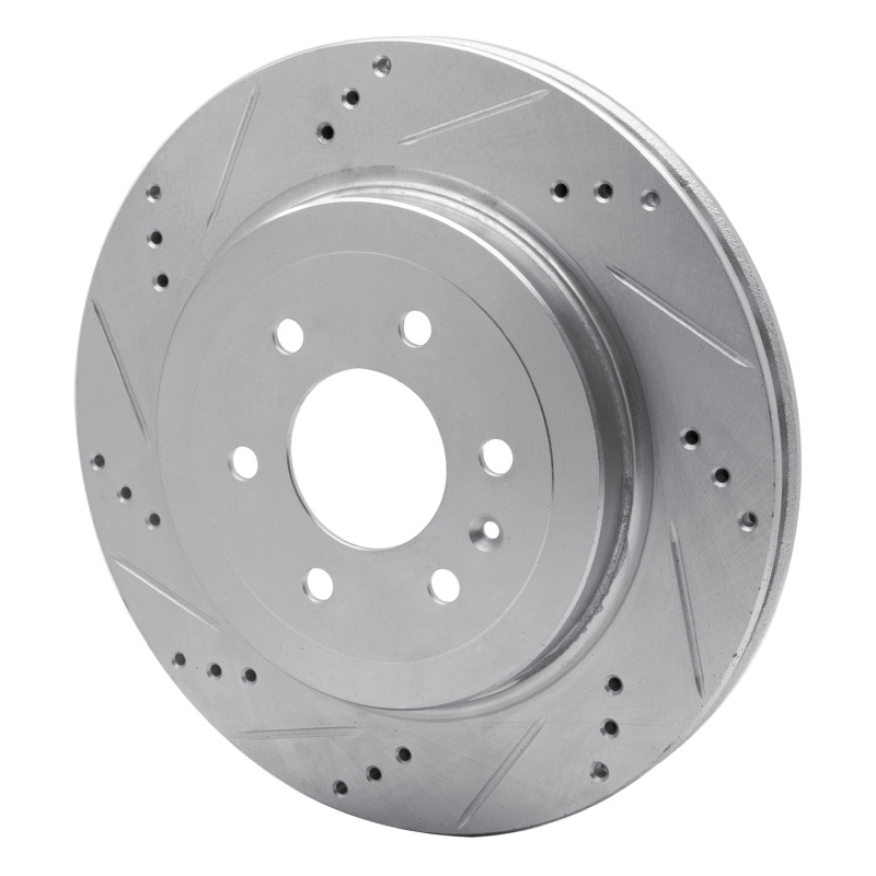 Cadillac SRX Brake Rotor (1) - Rear Left - R1 Concepts - Drilled & Slotted - Silver - `04-`09